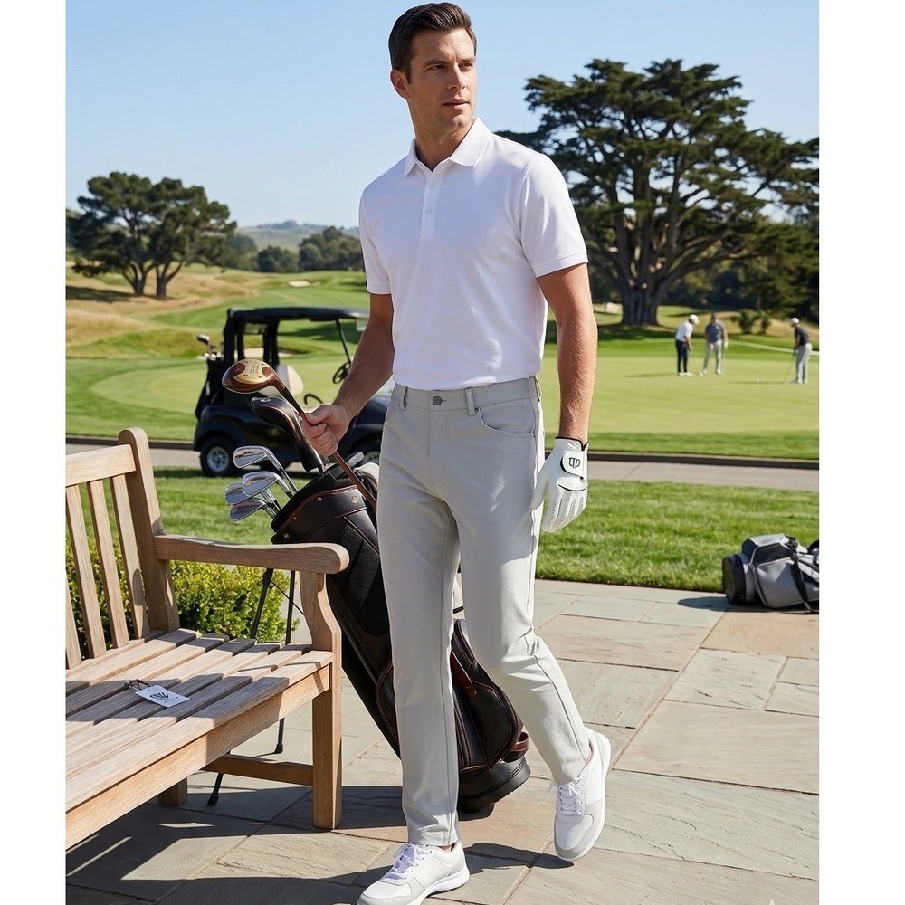 Graham Luxe Richmond Pant Silver Grey Mens 34x30 Flat Front Trousers Golf NEW